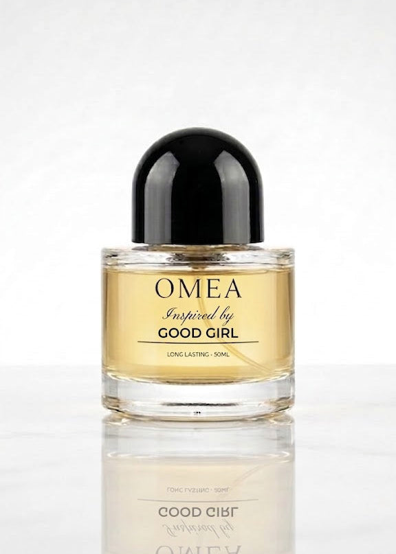 Omea perfume bottle inspired by Good Girl on a white background